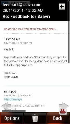 Message from Saavn Music to Smit Popat