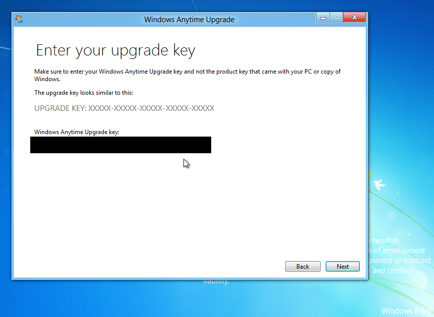 Windows 8 Pro upgrade key