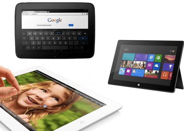 iPad 4,Microsoft Surface,Nexus 10