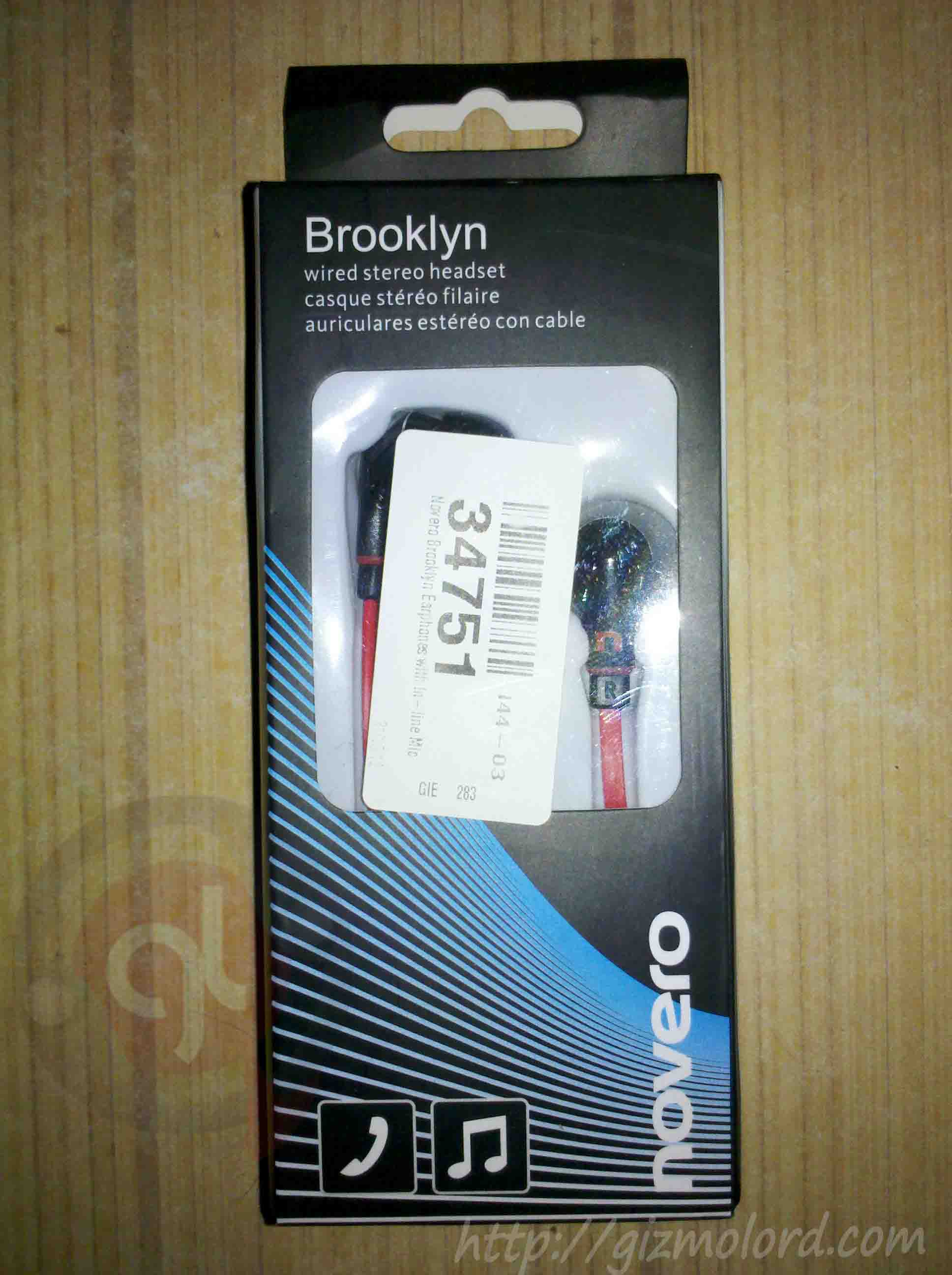 Novero Brooklyn Earphone package