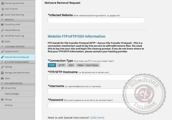 Sucuri - No.1 Website security and Malware cleanup service 6 Sucuri Malware Request Form