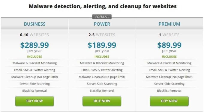 Sucuri Malware cleanup service Pricing