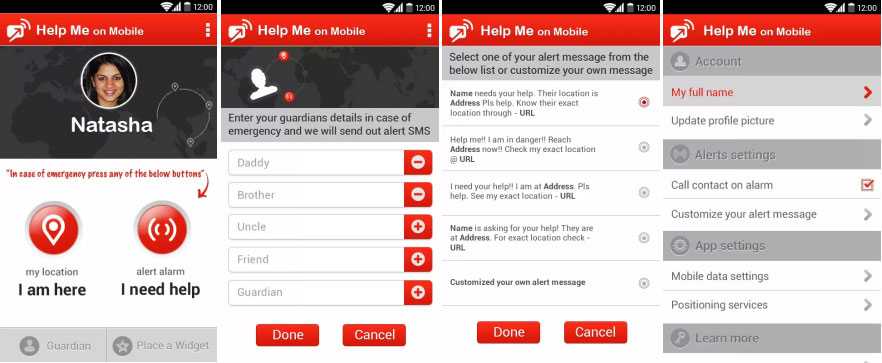 Help me on Mobile app - send SOS alerts